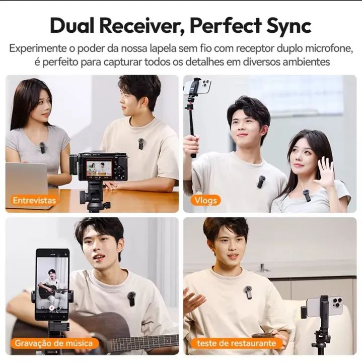 Microfone Ulanzi A100 Wireless - Captação de Áudio Profissional<br> - Foto 6