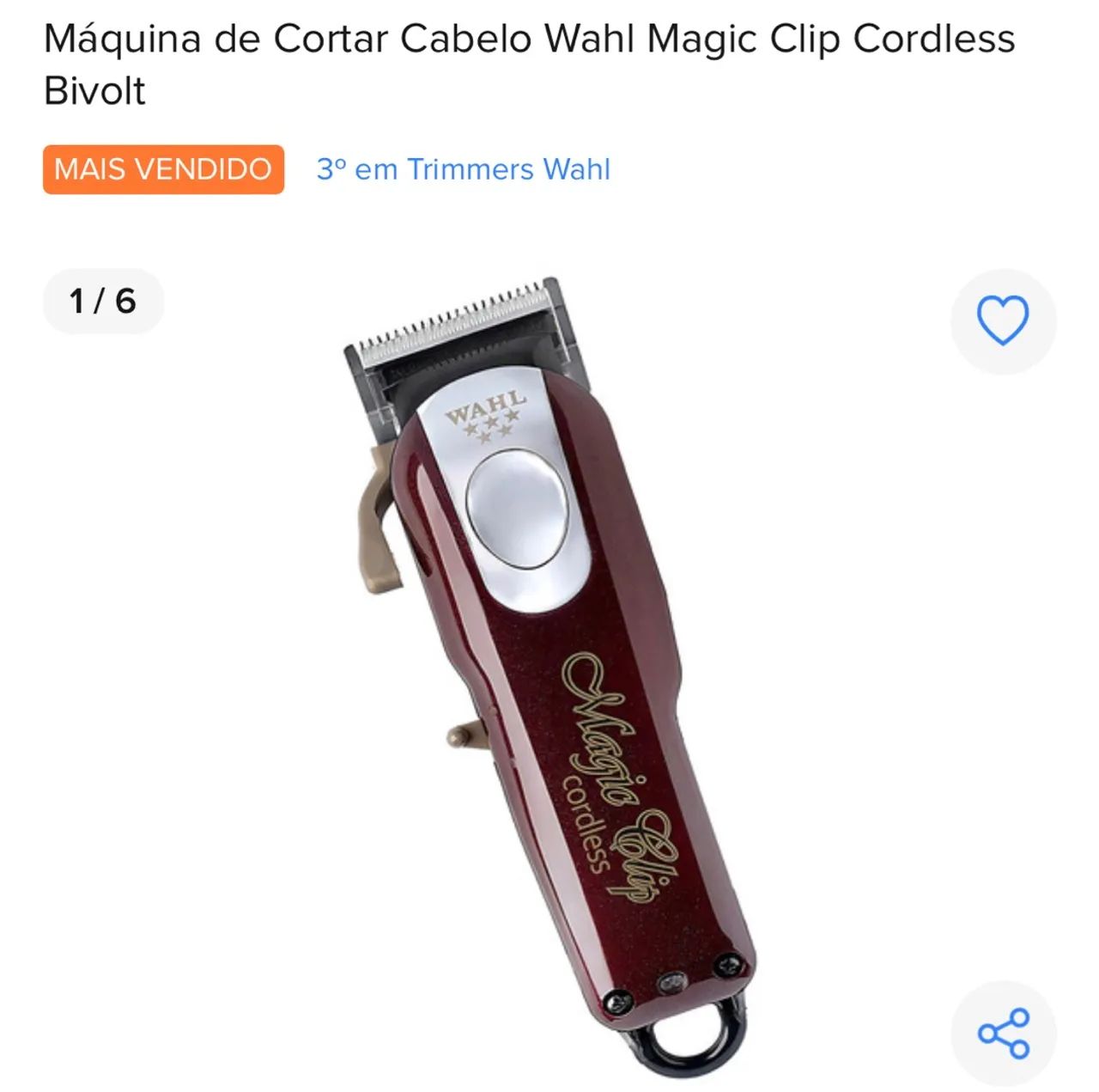 Máquina de Cortar Cabelo Wahl Magic Clip Cordless Bivolt