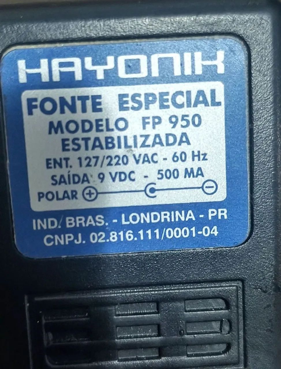 Fonte Hayonik FP 950 9V 500mA