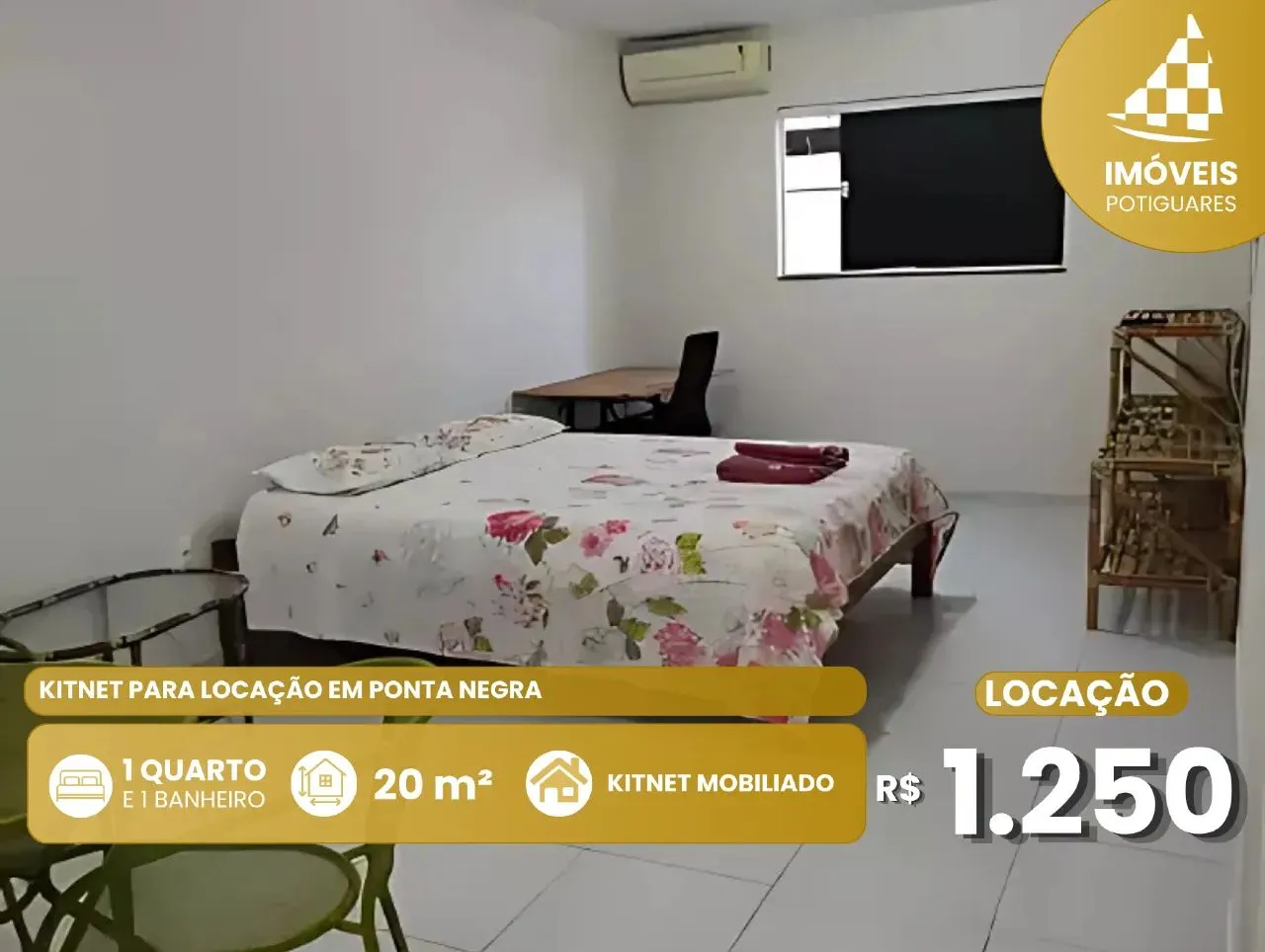 Kitnet para aluguel, 1 quarto, 1 suíte, Ponta Negra - Natal/RN