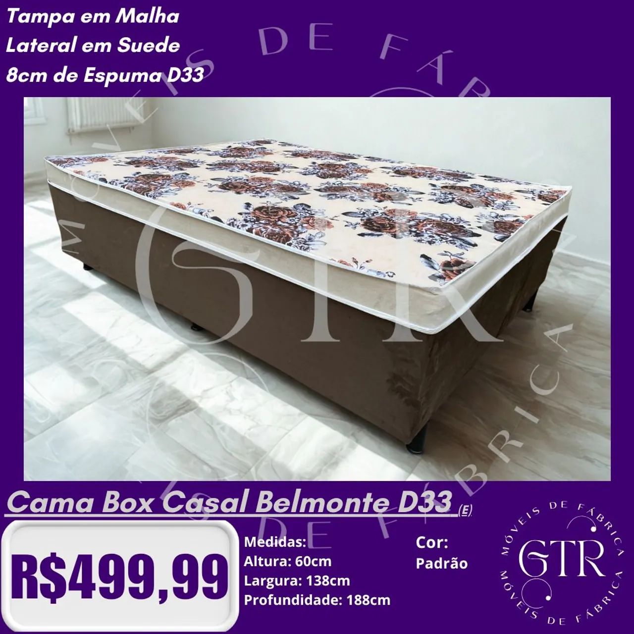Cama Box Solteiro com Colchão Floral - Conforto e Estilo! - Foto 2