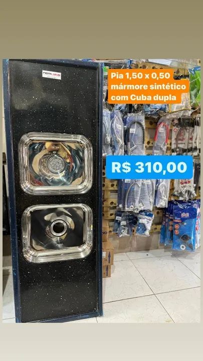 Pia Mármore Sintético com 2 Cubas  - Foto 2