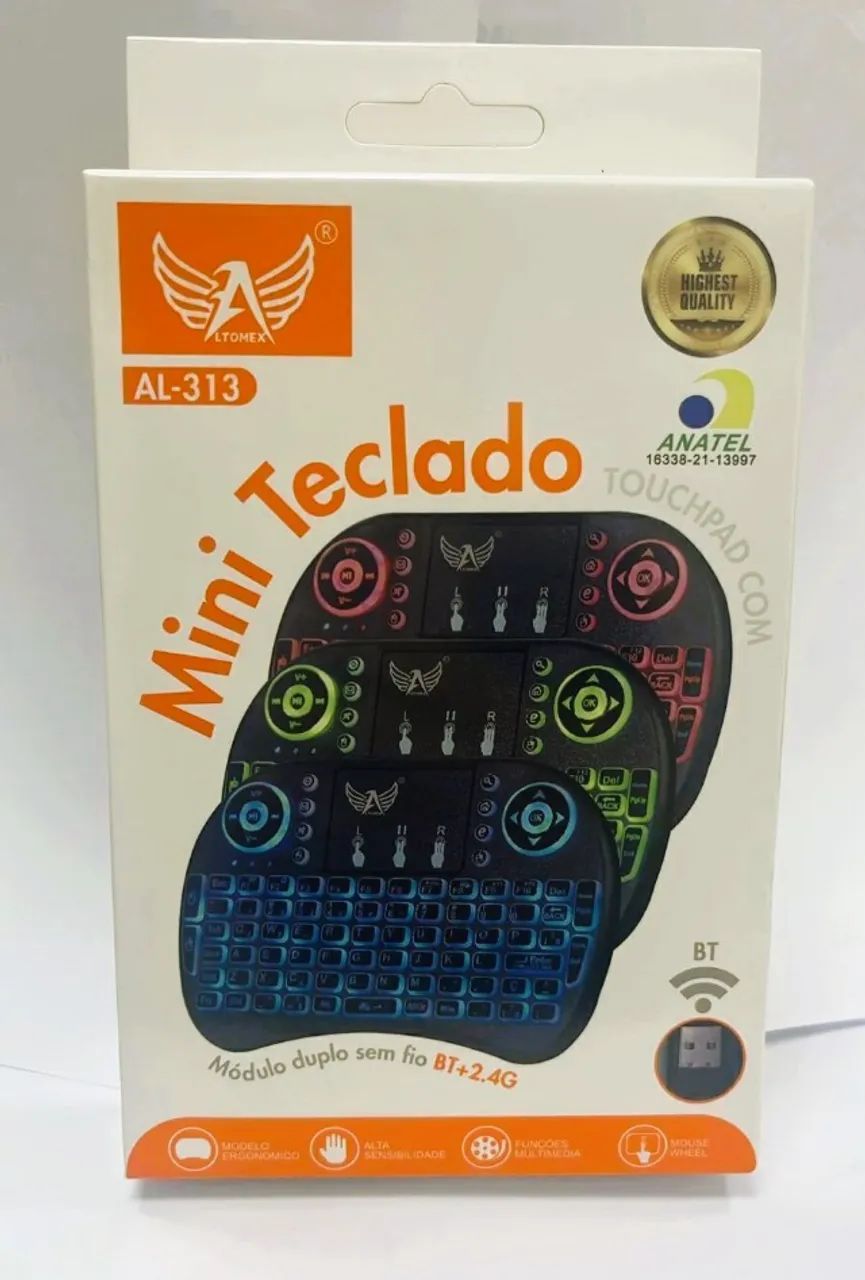 Mini Teclado Sem Fio Altomex AL-313 com Touchpad ? Iluminação LED RGB