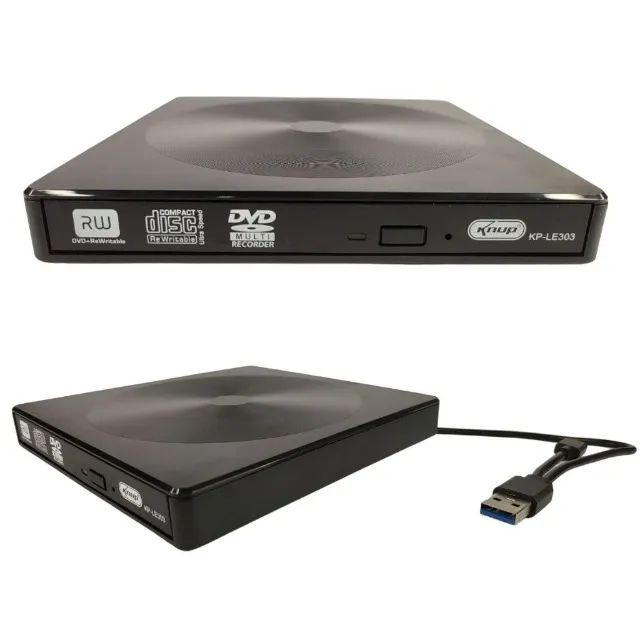 Gravador Cd/dvd-rw Externo Usb  e usb Tipo-c 3.1  Cor Preto - Foto 3
