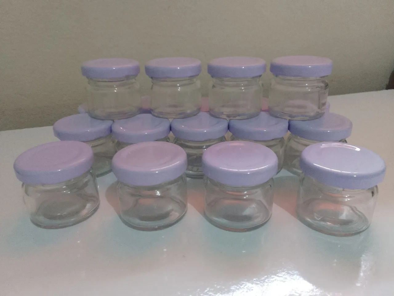Kit 18 Potes de Vidro com Tampa branca novos 40ml