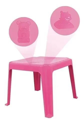 Mesa Infantil de Plástico Rosa com Duas Cadeiras - Estampa Ursinho Pooh (Nova) - Foto 2
