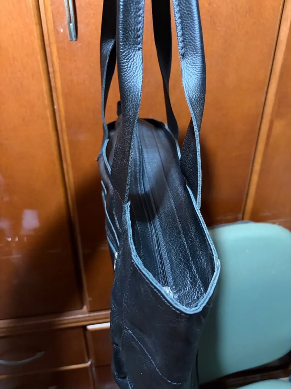 Bolsa de couro preta - Foto 5