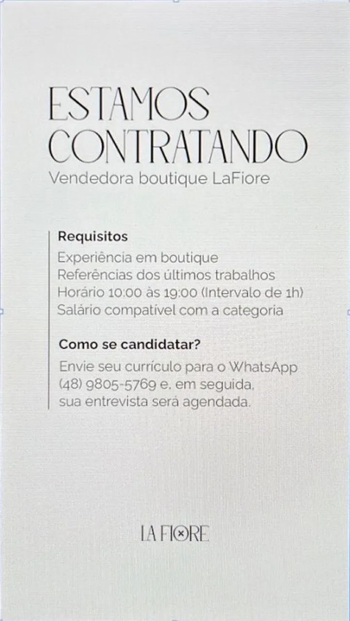 Vendedora com experiência 