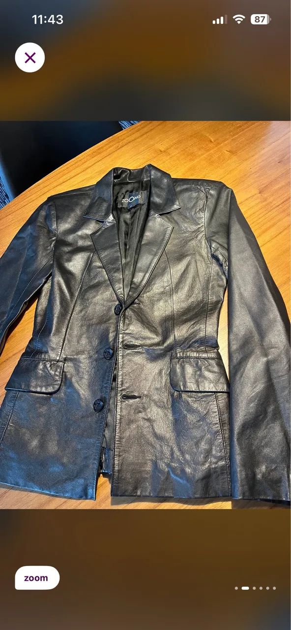 Blazer couro legítimo preto ZOOMP  - Foto 5