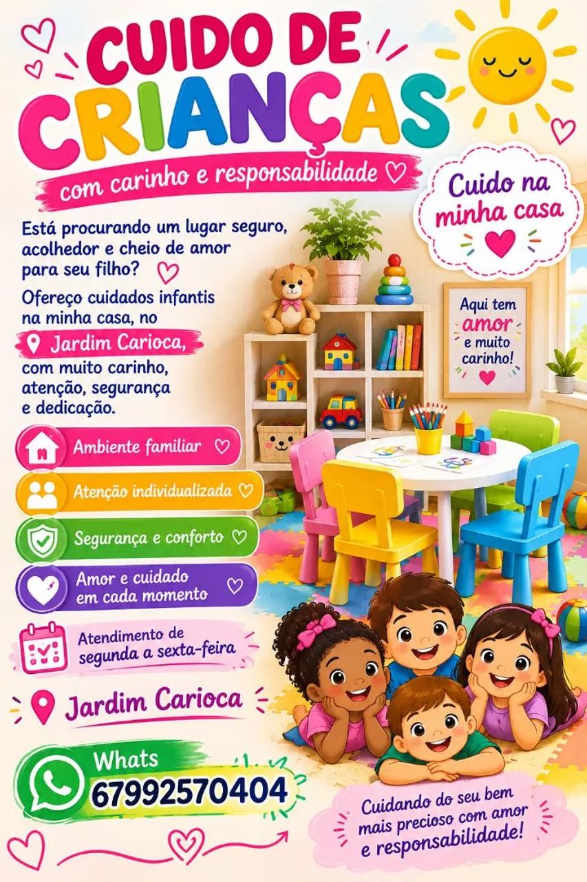 Cuido de crianças em minha casa 