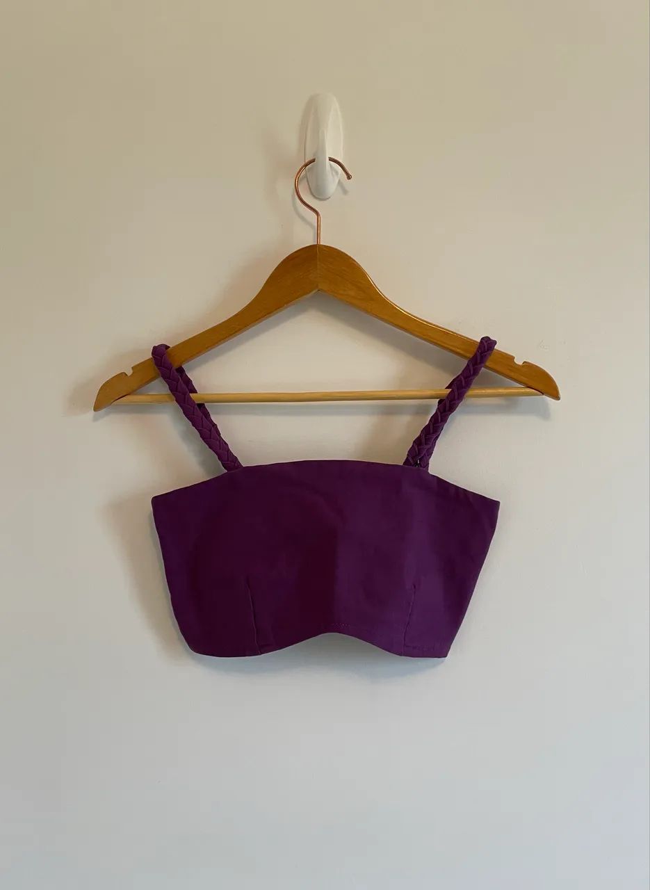 Top cropped tam M roxo Lilasa Modas - Foto 4
