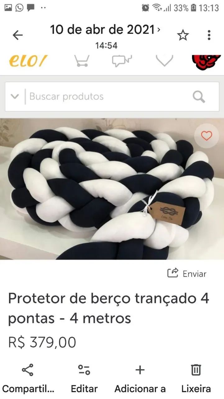 Protetor de Cama/Berço Trançado, 4 Pontas. 4Metros - Foto 2