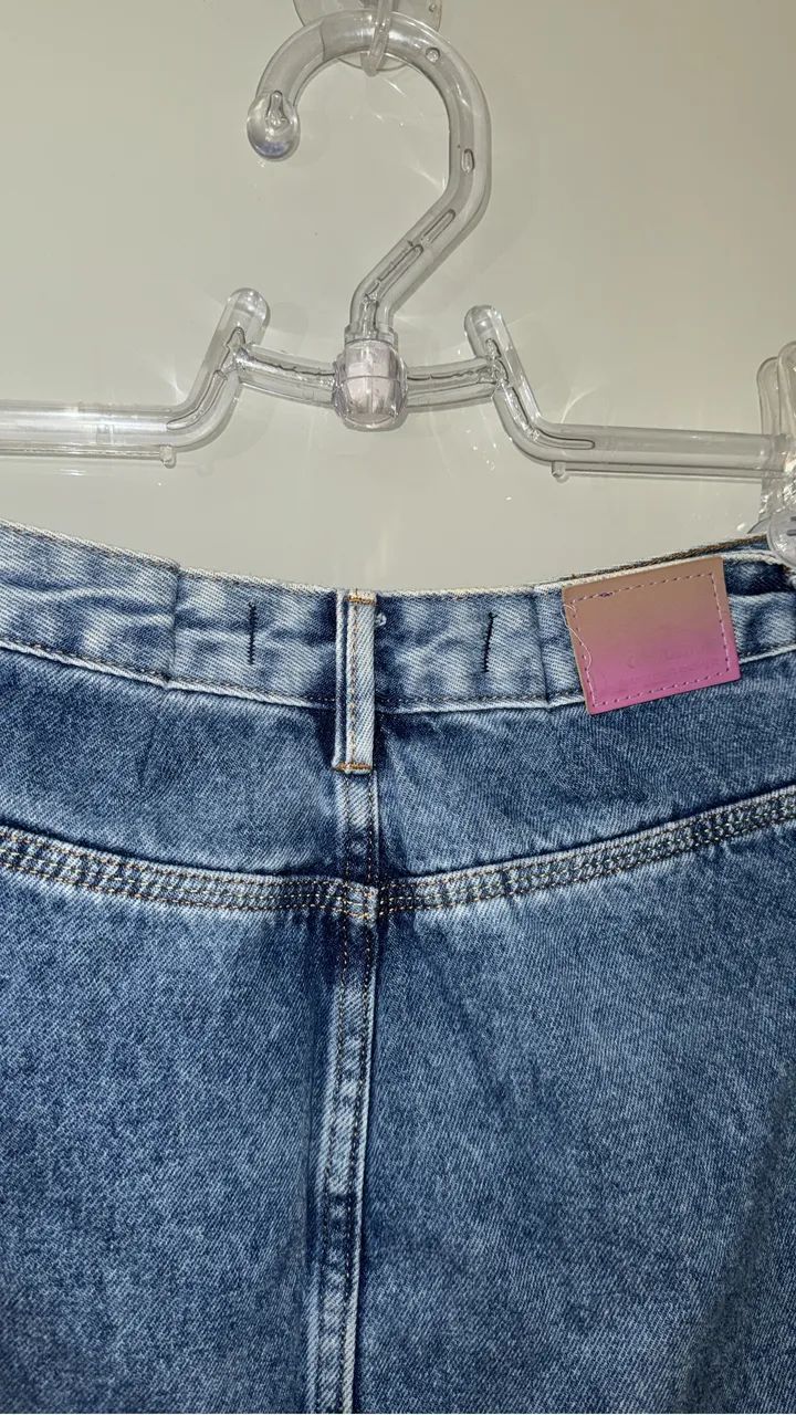 Saia Jeans Cargo com Bolsos Laterais - Tam. 38 - Foto 4