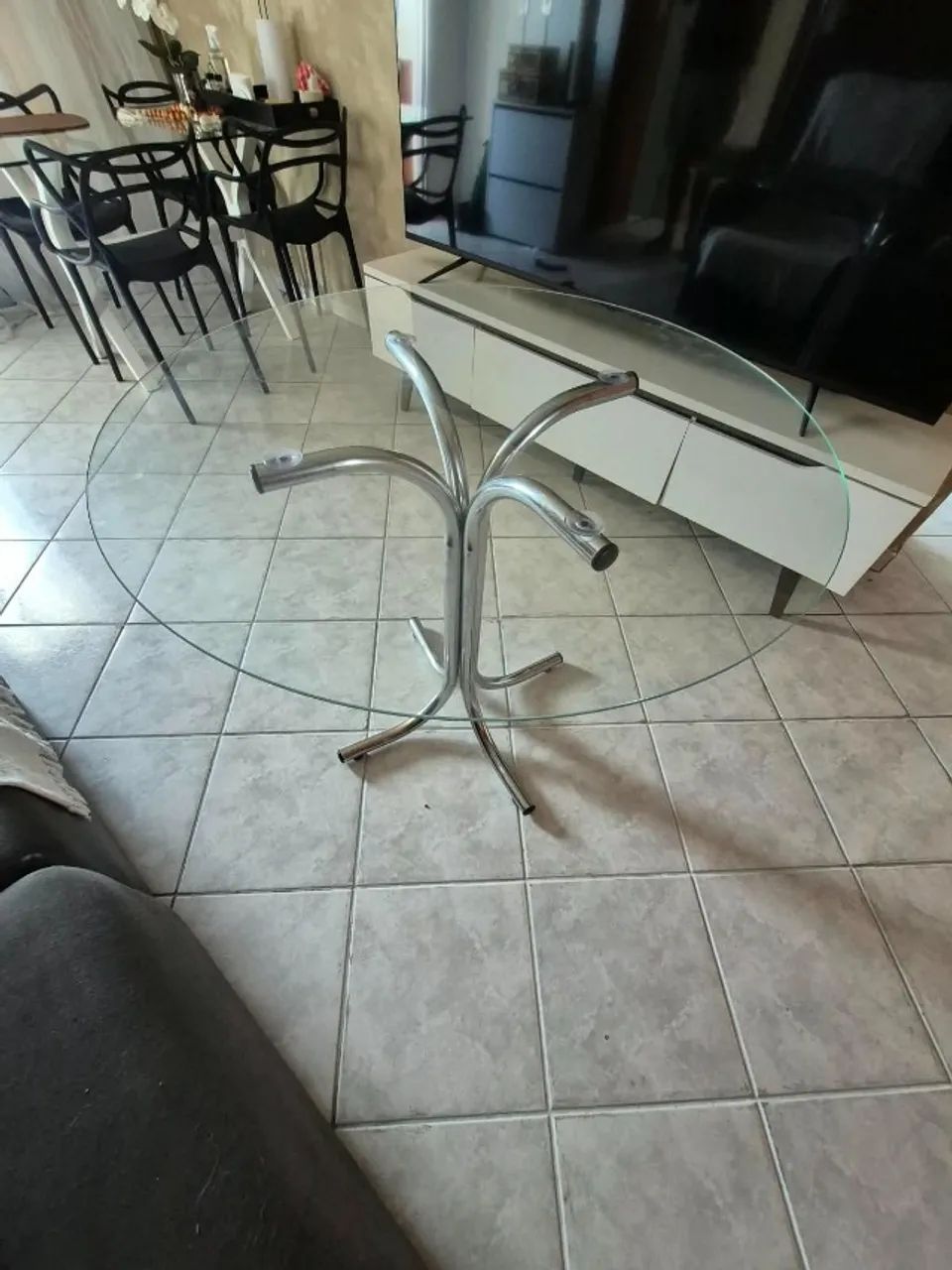 Mesa de Jantar Redonda de Vidro
