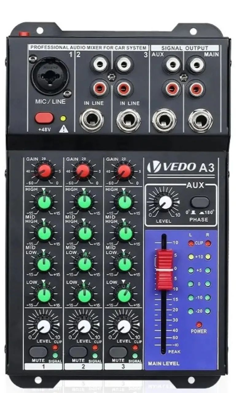 Mesa de som 3 canais 