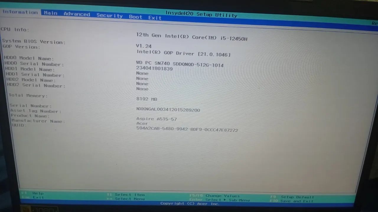  Notebook Acer Aspire A515-57