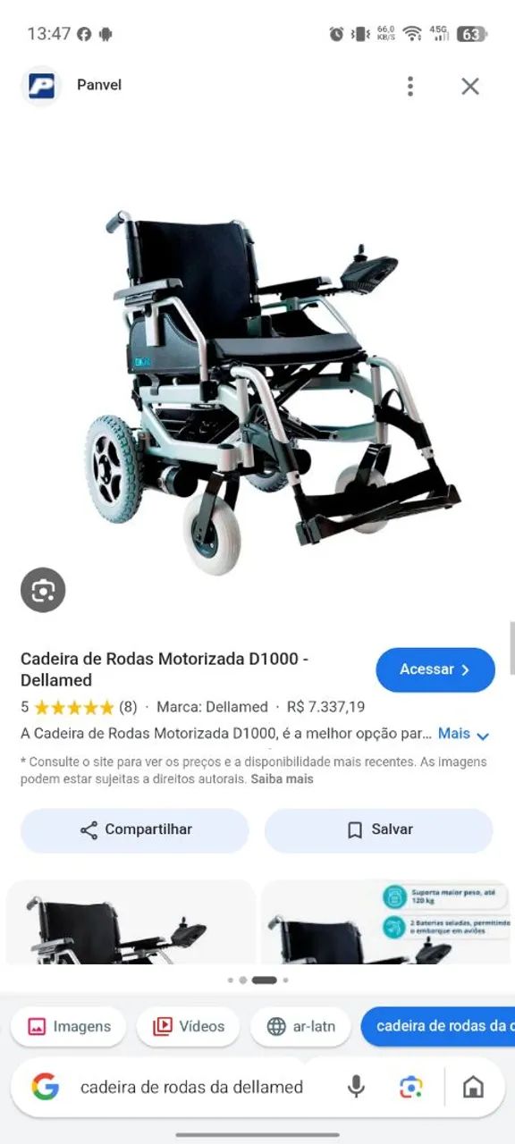 Cadeira de rodas da dellamed 