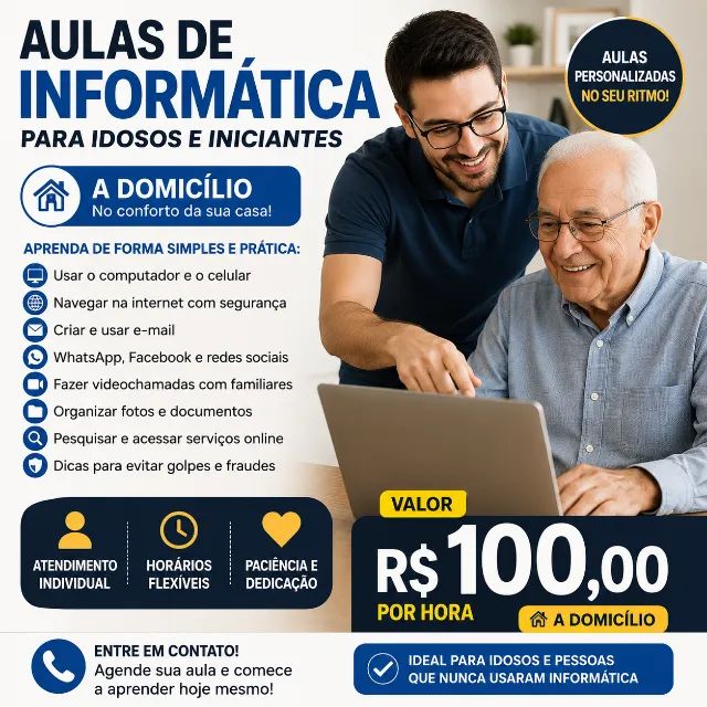 Curso Básico de Informática Para Idosos e Leigos a domicilio
