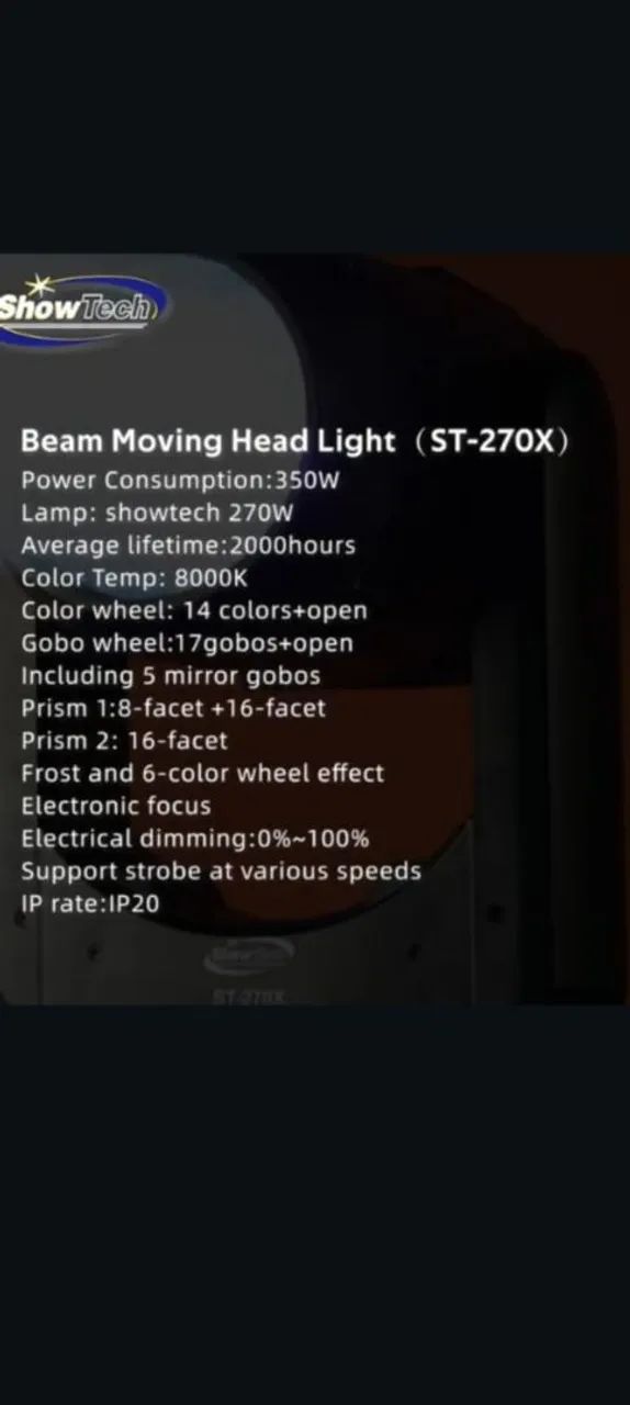 Moving Head Beam ShowTech ST270X - Foto 2