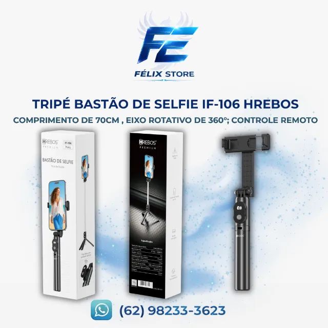 Hrebos Premium | Bastão de Selfie 70cm - Preto IF-106