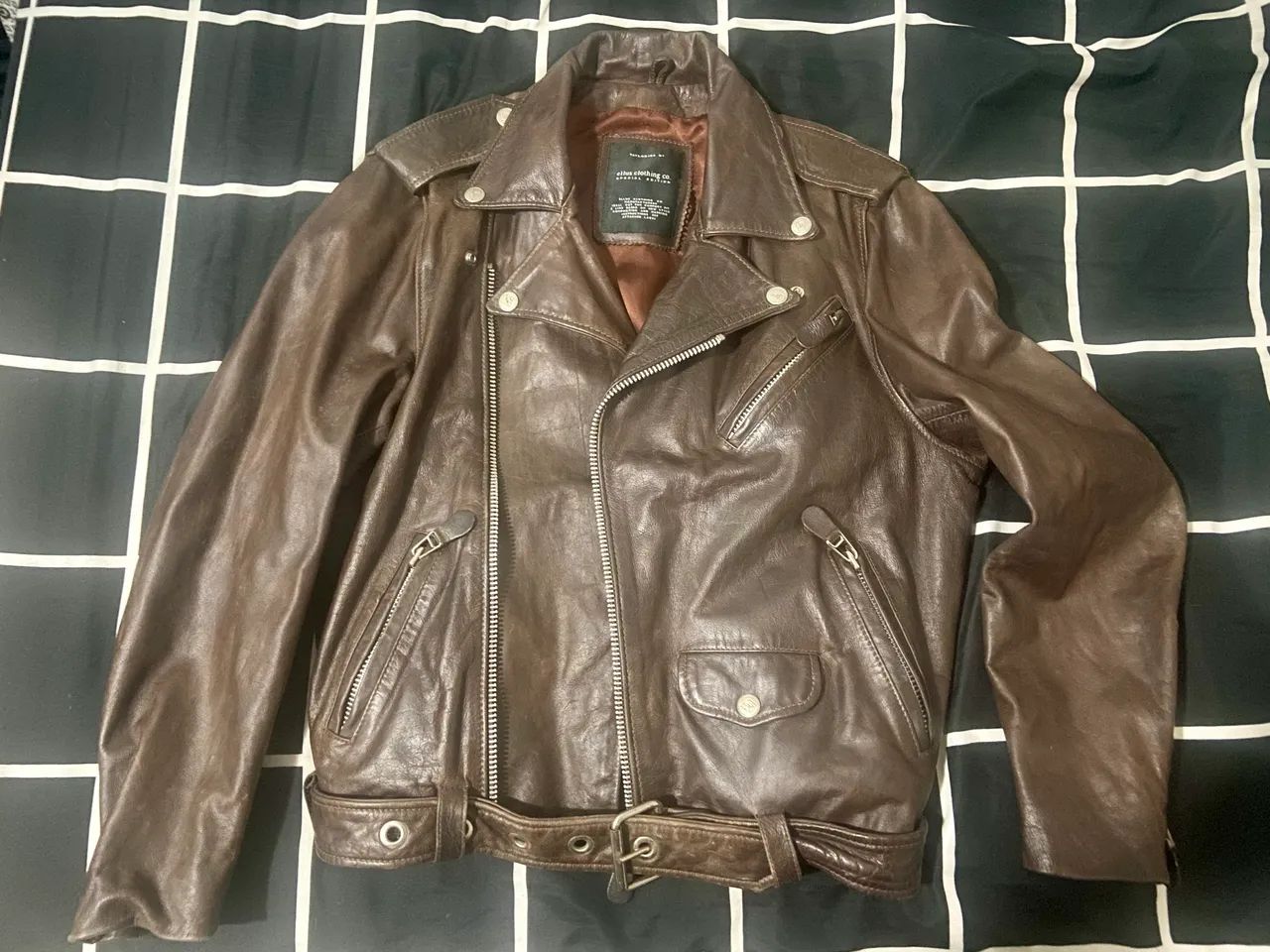 Jaqueta de couro Ellus biker marrom 