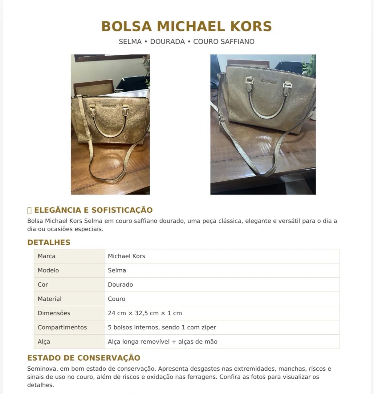 Bolsa dourada Michael Kors original  - Foto 3