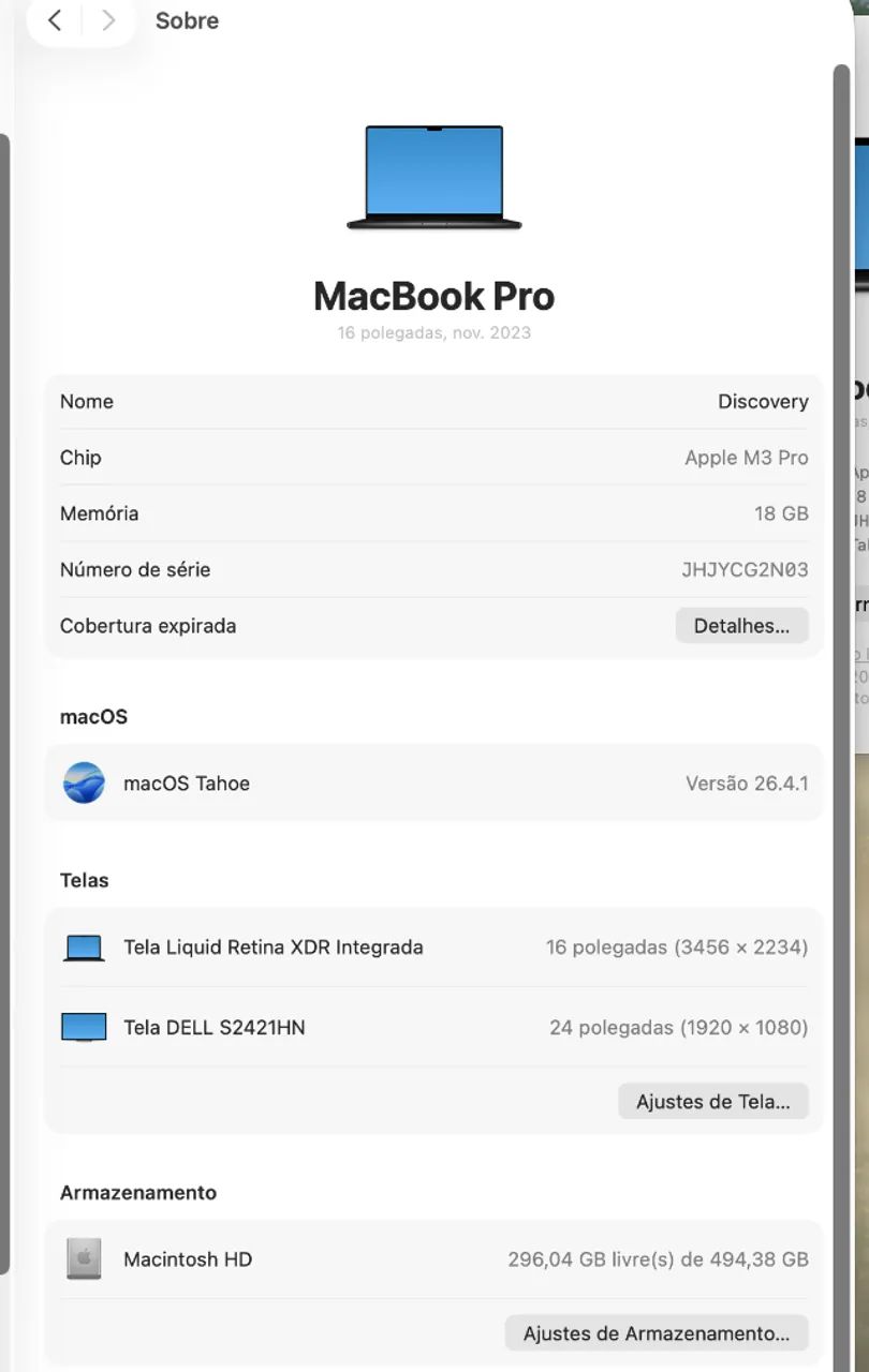 MacBook Pro M3 16"- 16GB RAM - 512GB SSD - Impecável - Foto 3