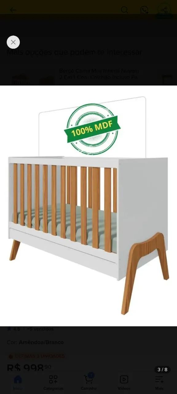 Ber ço MDF 5 em 1 + Colchão  - Foto 2