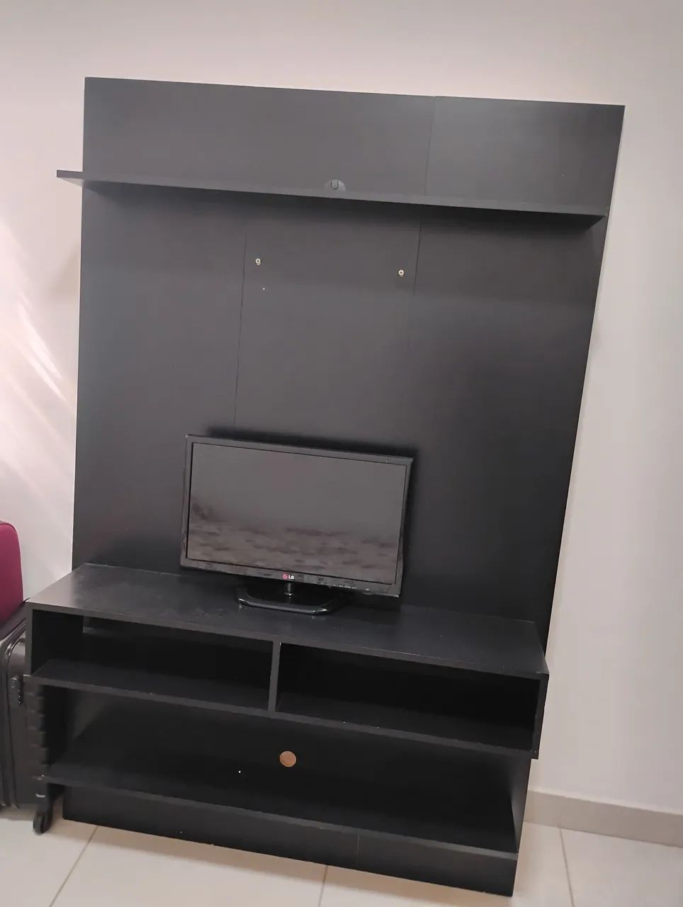 Painel de TV com Rack Completo Preto - Foto 2