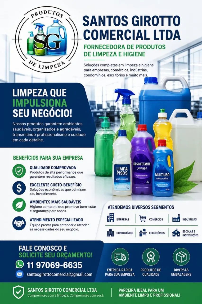 Fornecedor de produtos de limpeza e higiene para escritório 