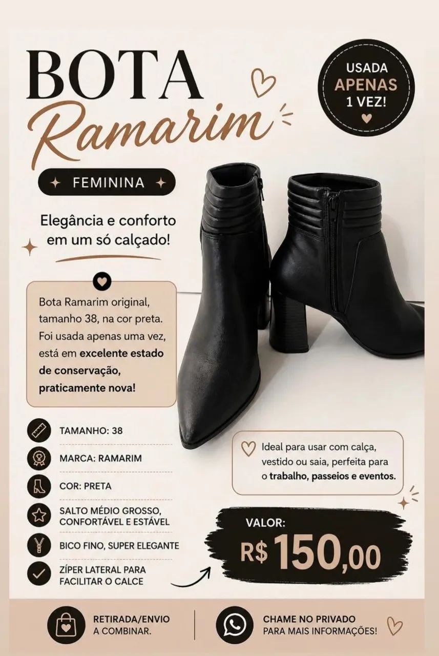 Bota Ramarim tamanho 37/38