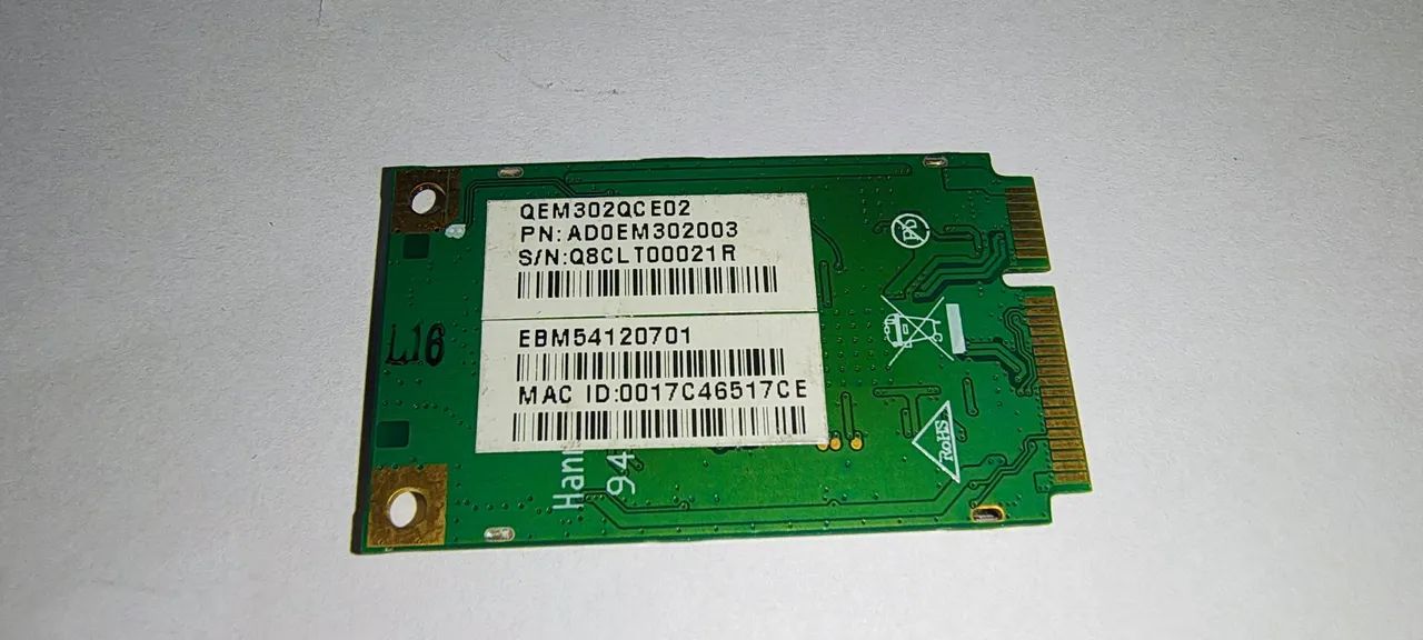 PLACA REDE WIFI PCIE PARA NOTE LG 
