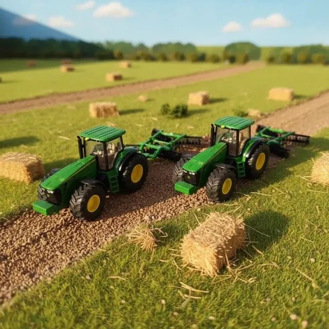 Kit miniaturas com 02 tratores com arados - John Deere - Foto 3