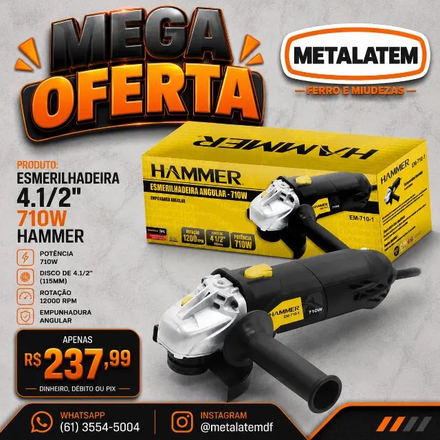 Esmerilhadeira Angular 4.1/2" 710W Hammer