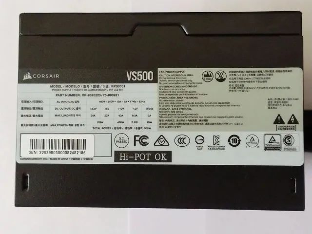 Fonte Gamer Corsair VS500  80 Plus Bronze seminova. - Foto 2