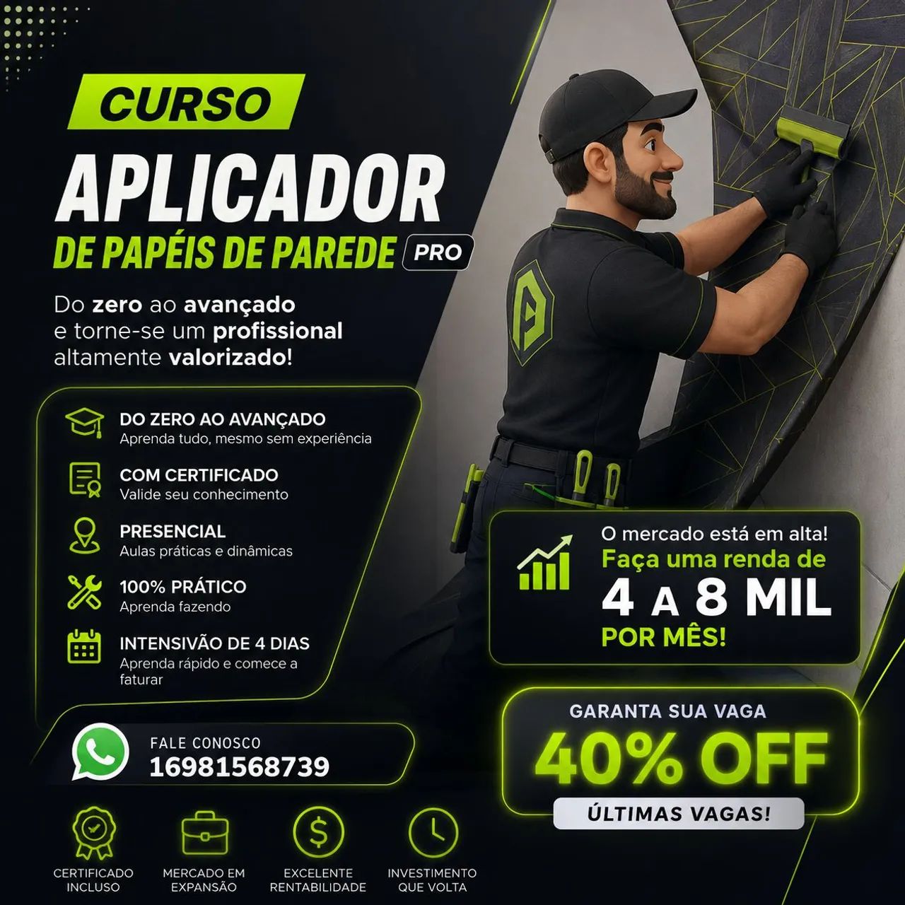 Cursos de instalação de papel de parede  - Foto 2