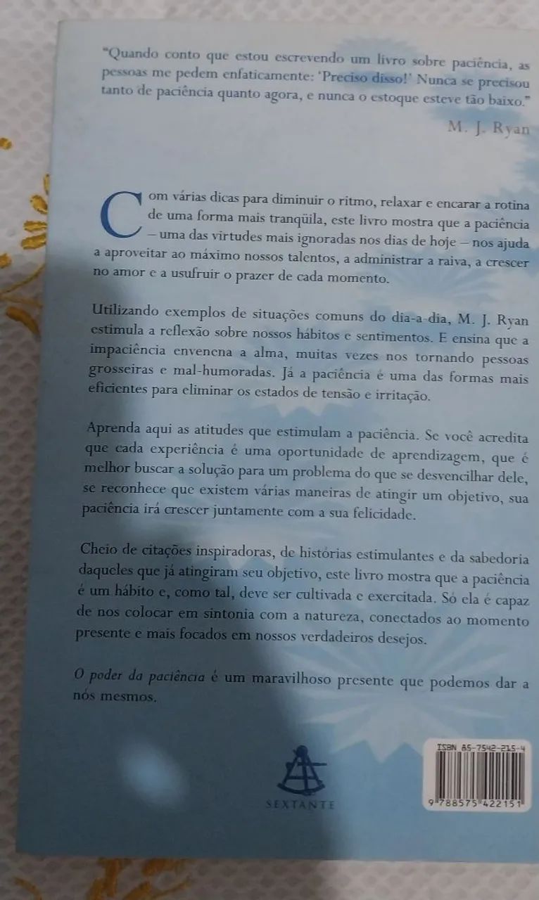 Livro O Poder da Paciência de M.J. Ryan - Foto 2