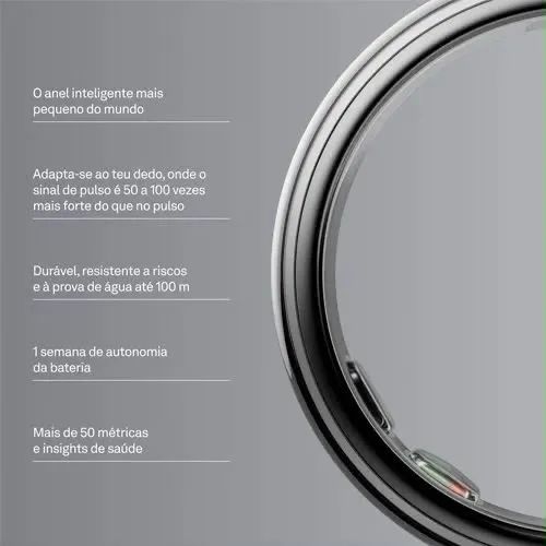 Smart Ring Oura Ring 5   Cor Silver  Tamanho 9  Novo Lacrado - Foto 2
