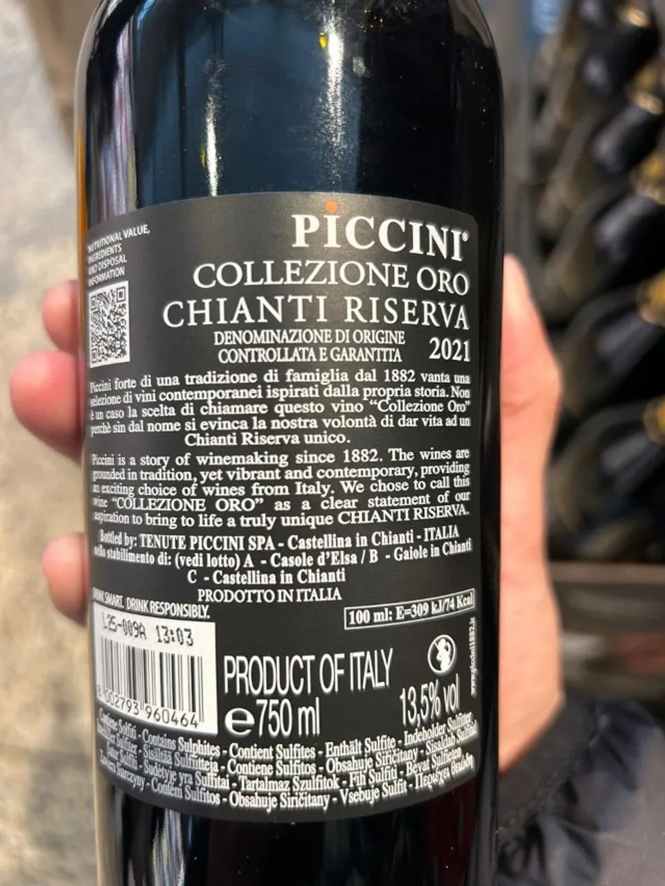 Garrafa de vinho Piccini Collezione Oro Riserva ano 2021 - Foto 2