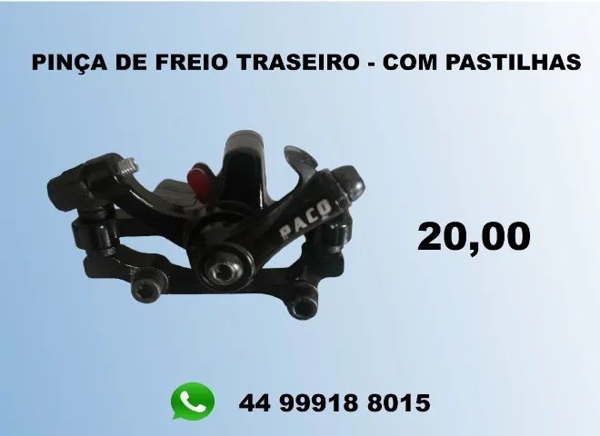 Pinça de freio traseiro com pastilhas