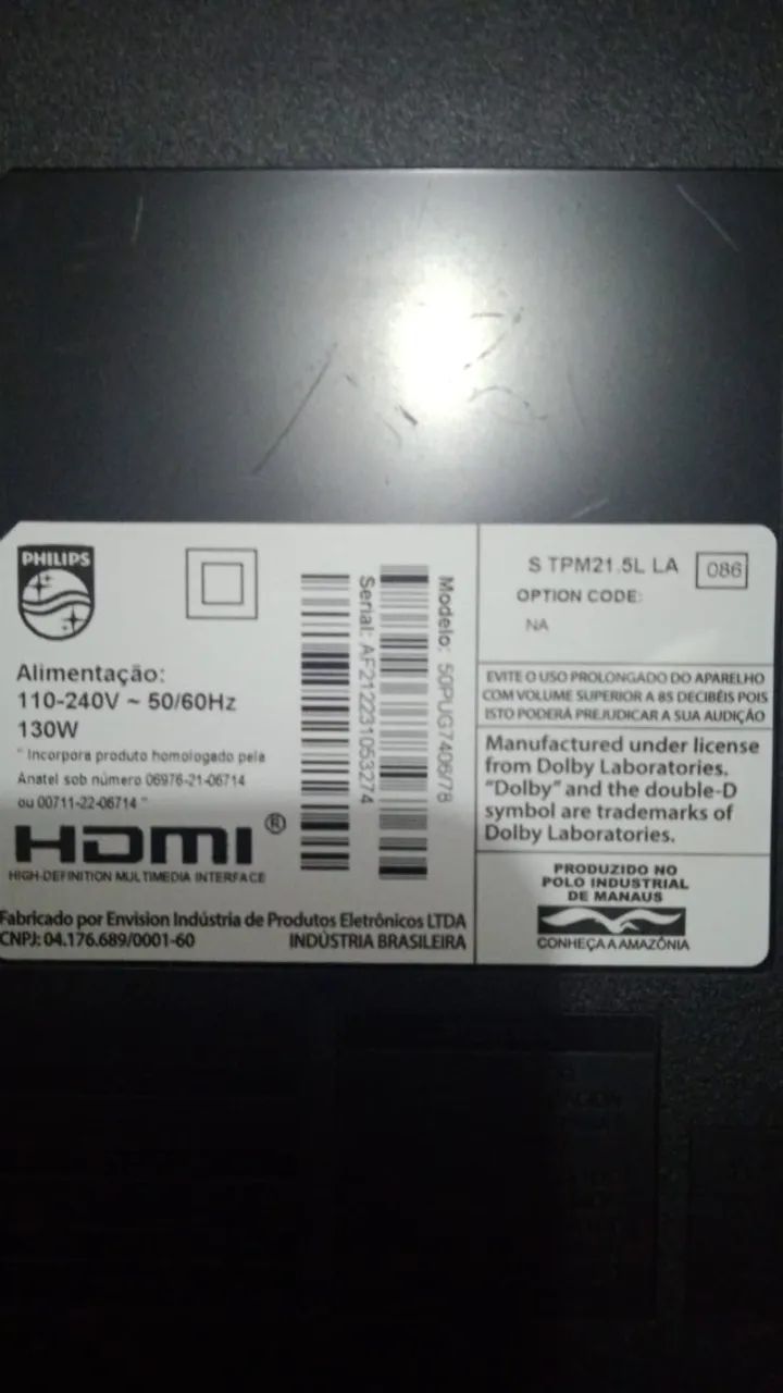 Vendo TV Philips (ATENÇÃO DISPLAY QUEIMADO)