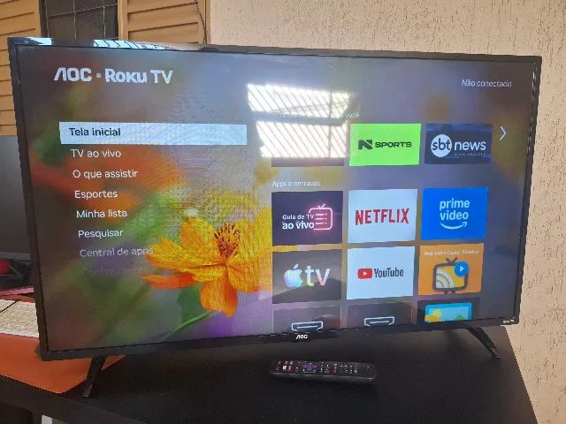 TV 43 Polegadas AOC Smart Roku TV Full HD Televisão Completa