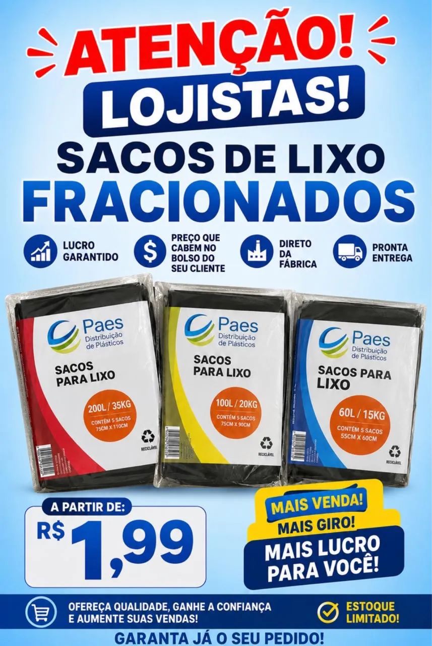 Sacos de lixo fracionados