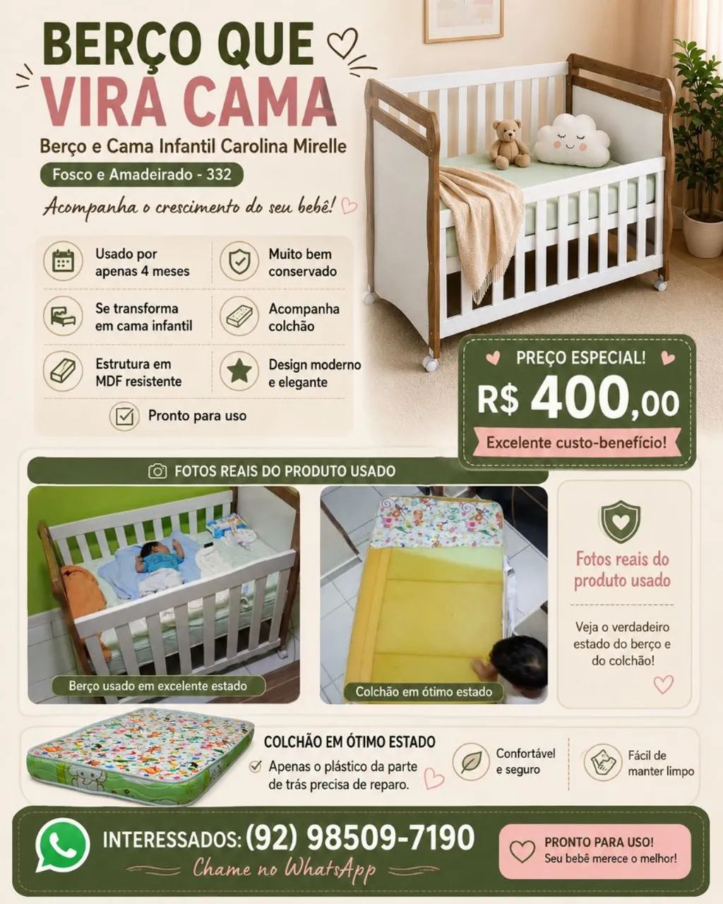 Berço que vira cama 