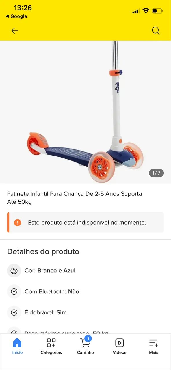 Patinet com led na rodinha 
