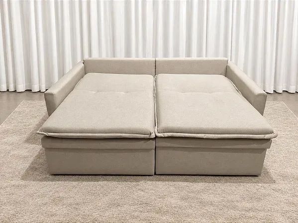 Sofá Cama Sena Baú 2.00m Sem Caixa - Linho Bege Entrega Rápida - Foto 3