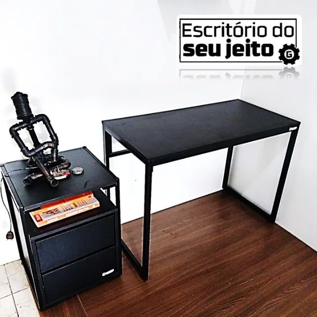 Mesa de Escritório Reforçada 1m NOVA Birô Multiuso Industrial para Computador Notebook - Foto 3