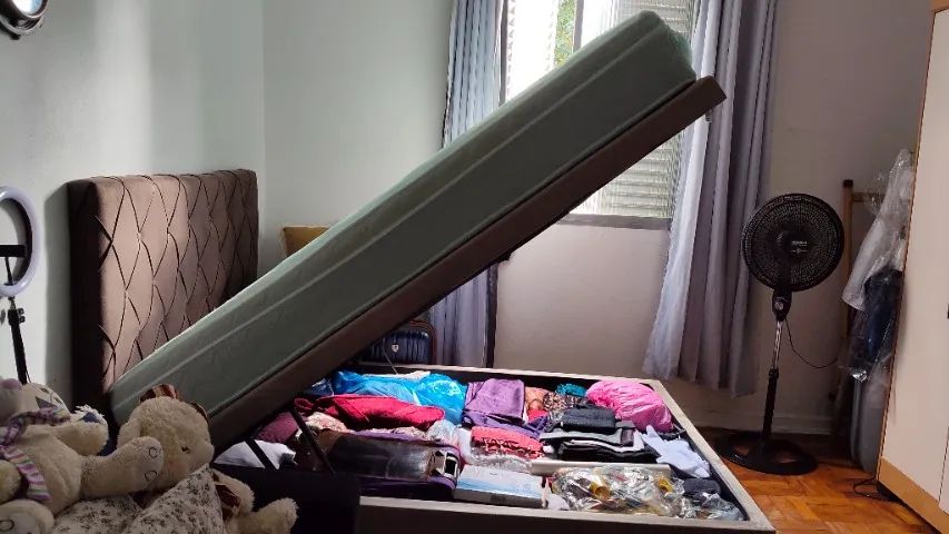 Vendo Cama de Casal Bau-Semi-Nova - Foto 3