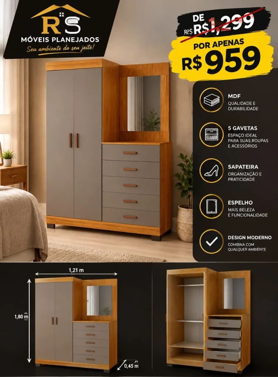 Guarda Roupas com Penteadeira - Foto 4