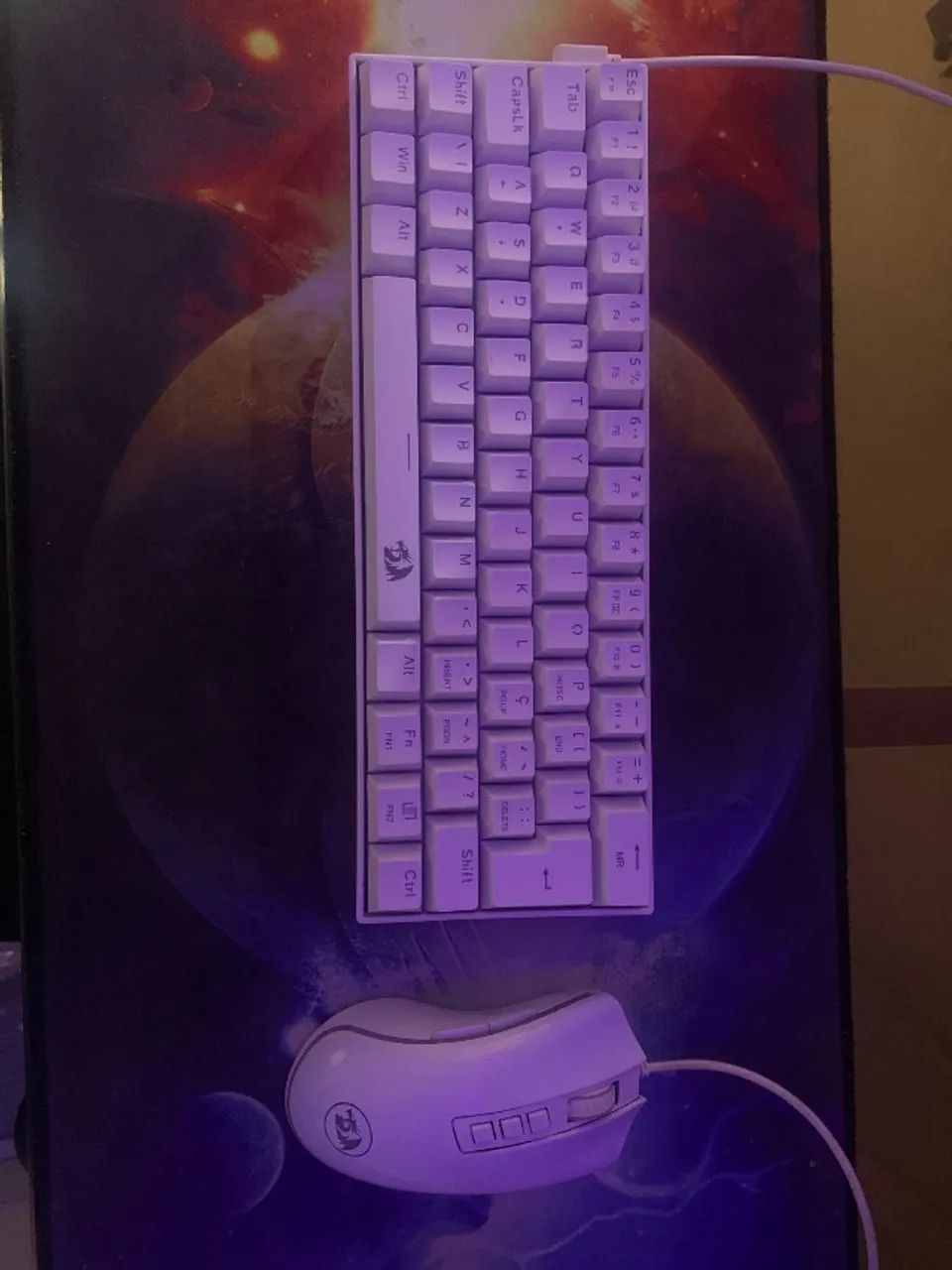 Kit teclado e mouse redragon branco 60% - Foto 2